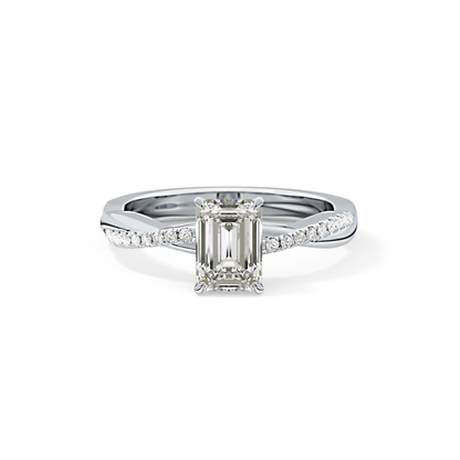 Emerald Pave Lab Grown Diamond Engagement Ring