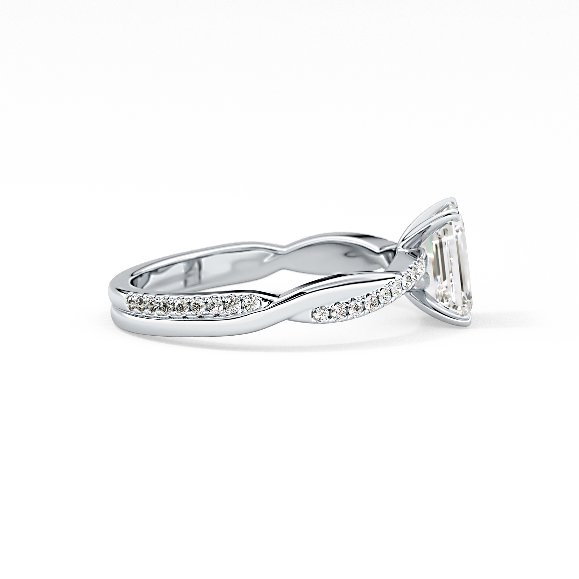 Emerald Pave Lab Grown Diamond Engagement Ring