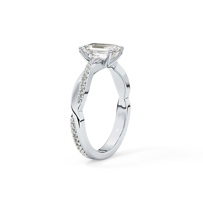 Emerald Pave Lab Grown Diamond Engagement Ring