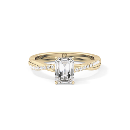 Emerald Solitaire Lab Grown Diamond Engagement Ring