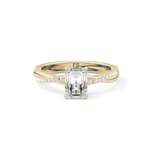 Emerald Solitaire Lab Grown Diamond Engagement Ring