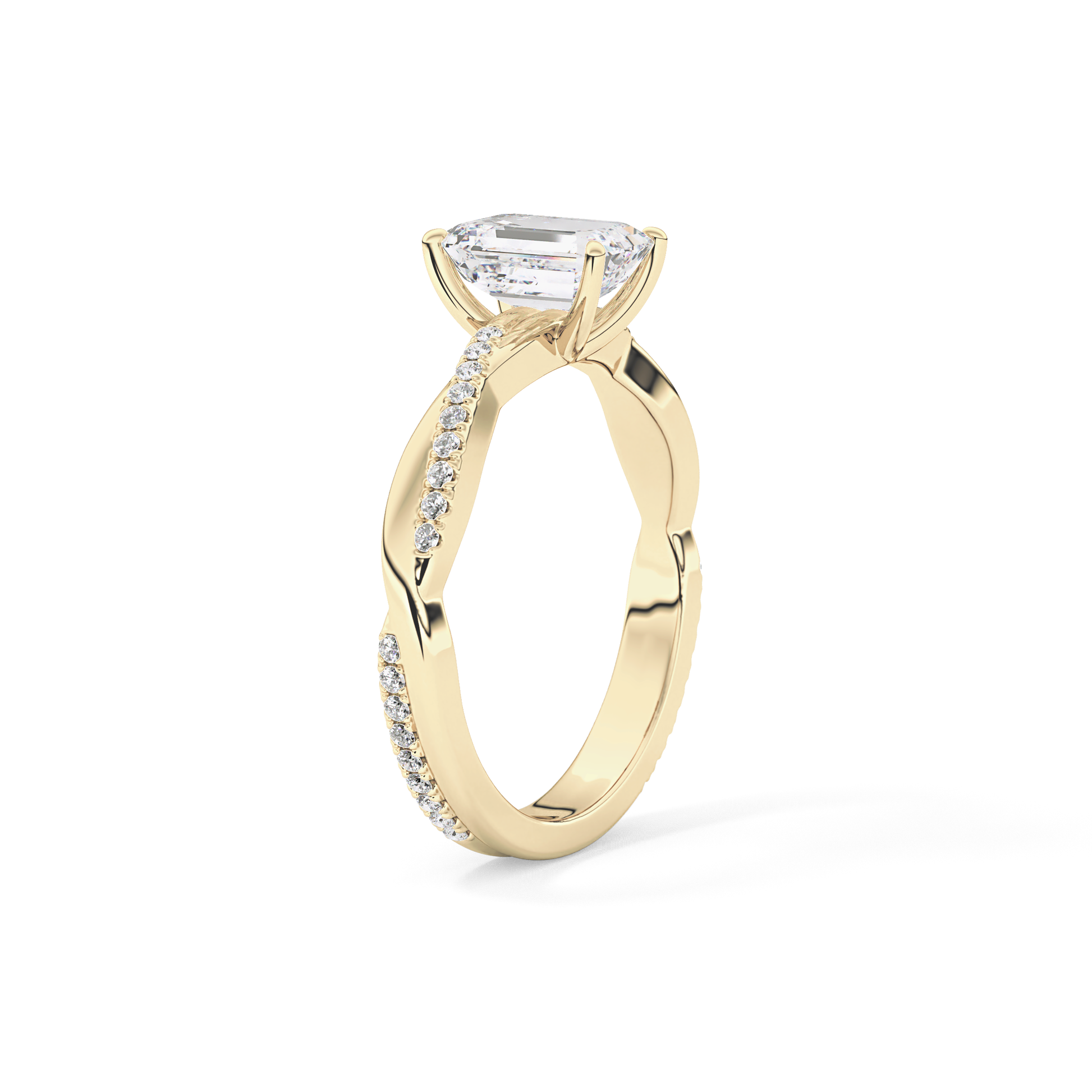 Emerald Solitaire Lab Grown Diamond Engagement Ring