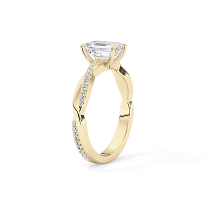 Emerald Solitaire Lab Grown Diamond Engagement Ring