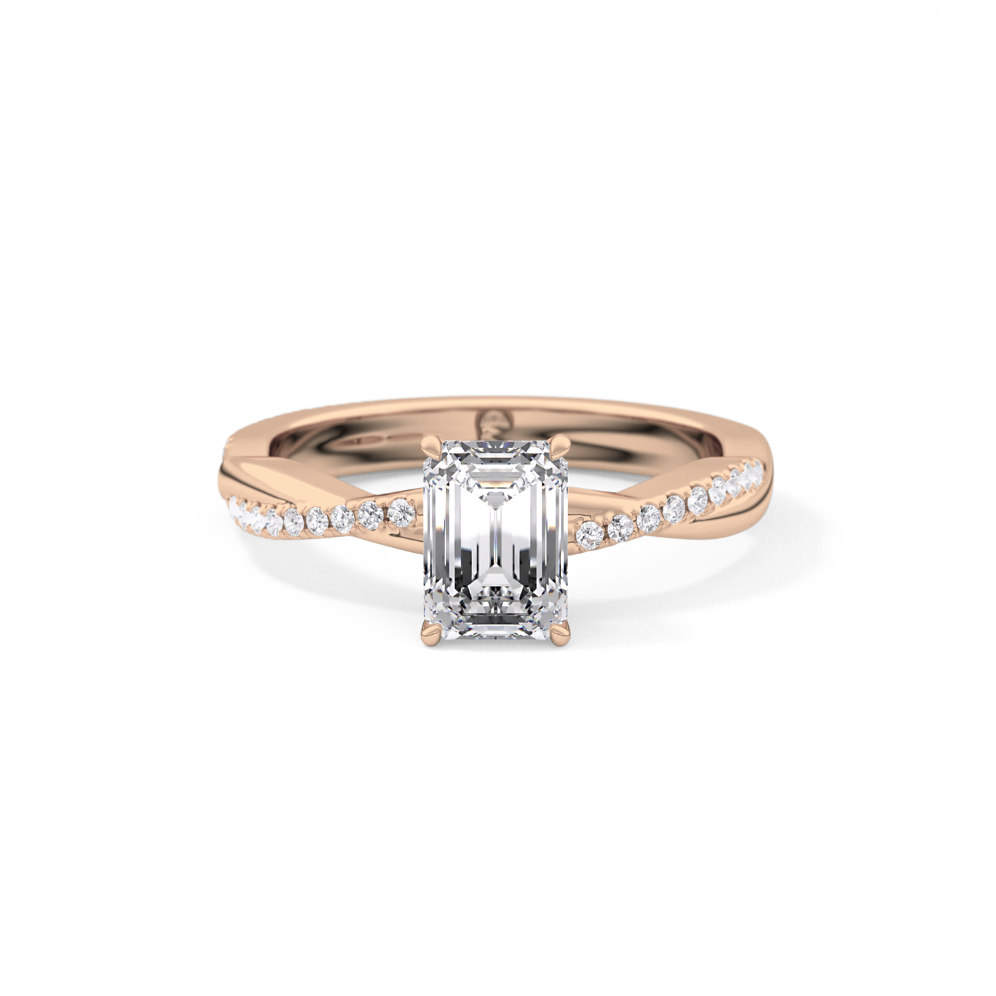 Emerald Solitaire Lab Grown Diamond Engagement Ring