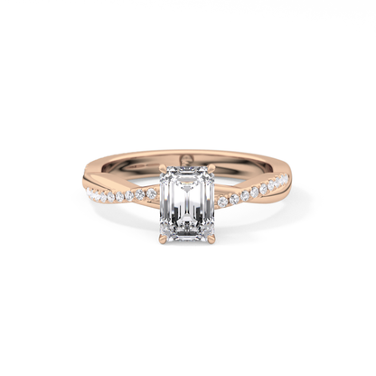 Emerald Solitaire Lab Grown Diamond Engagement Ring