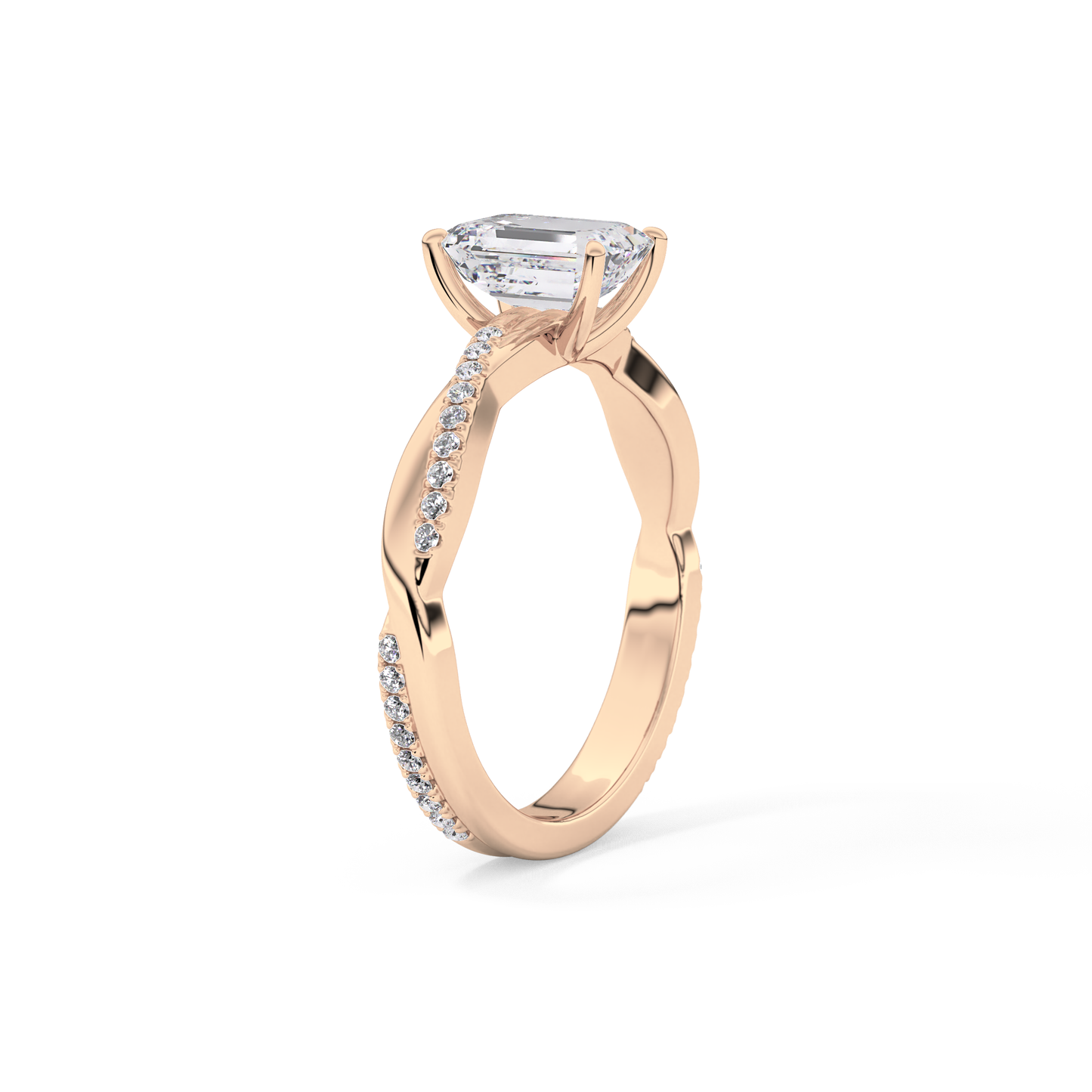 Emerald Solitaire Lab Grown Diamond Engagement Ring