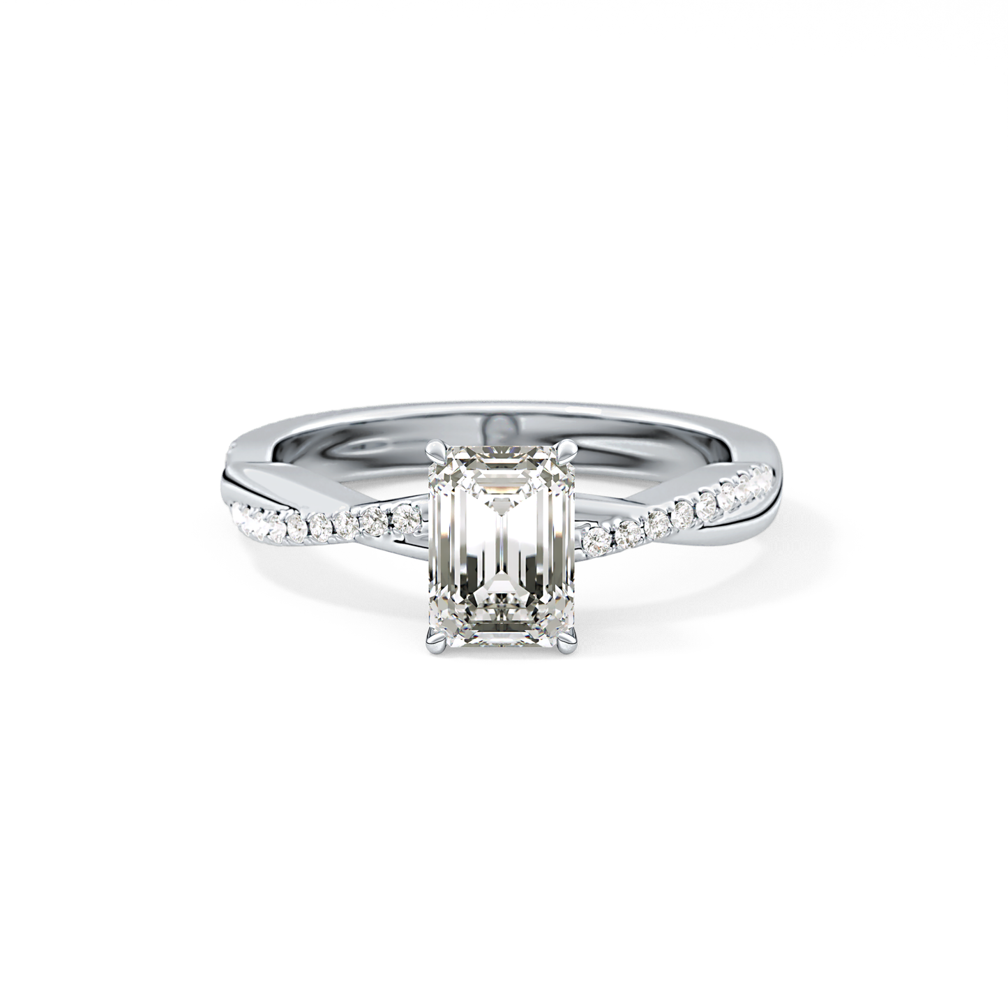 Emerald Solitaire Lab Grown Diamond Engagement Ring
