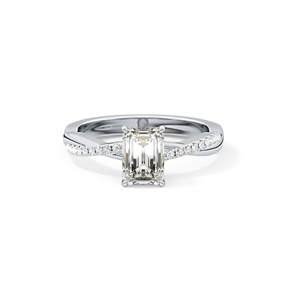Emerald Solitaire Lab Grown Diamond Engagement Ring