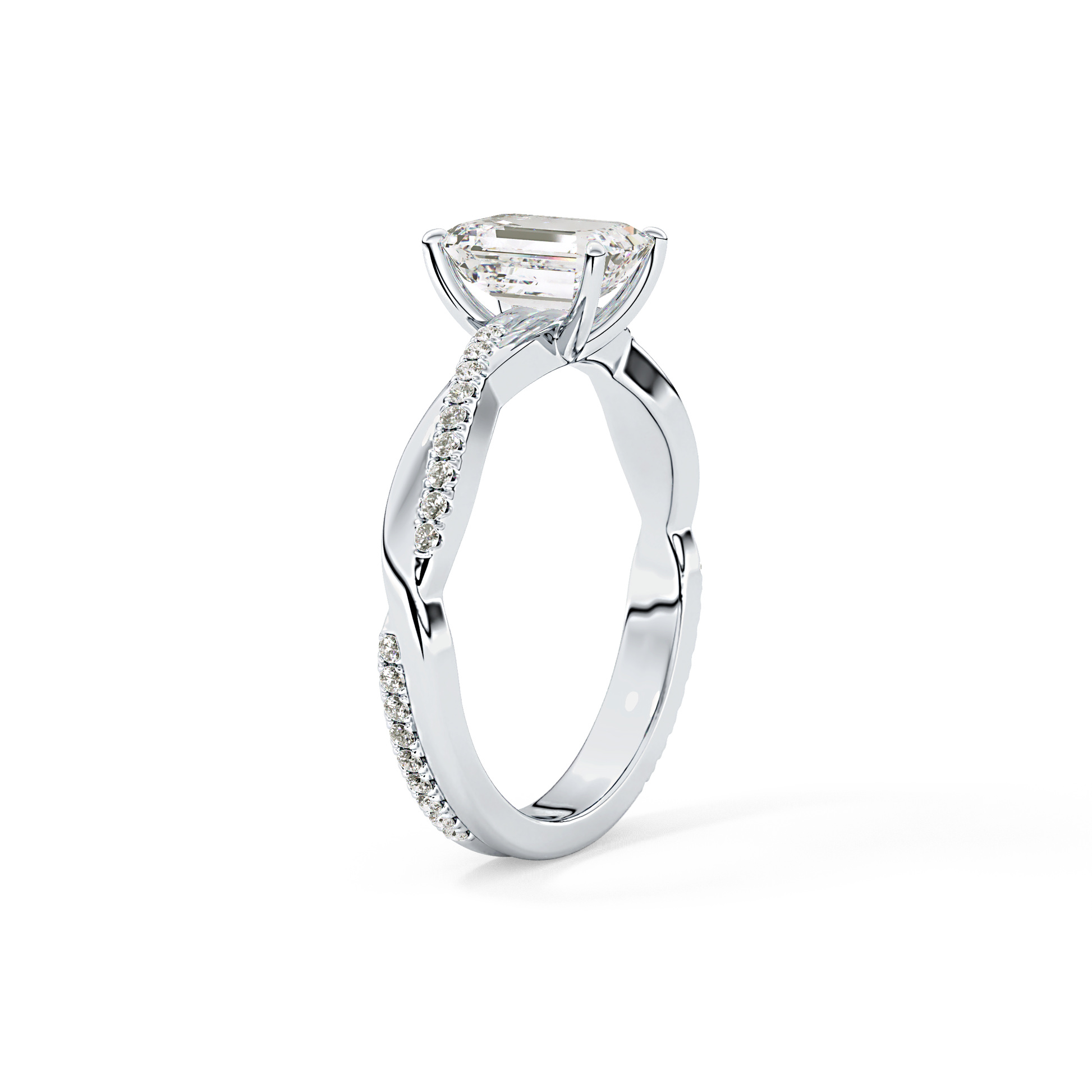 Emerald Solitaire Lab Grown Diamond Engagement Ring