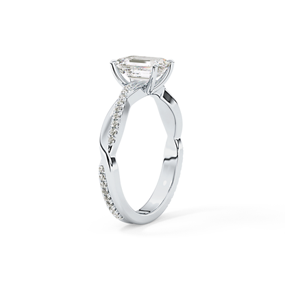 Emerald Solitaire Lab Grown Diamond Engagement Ring