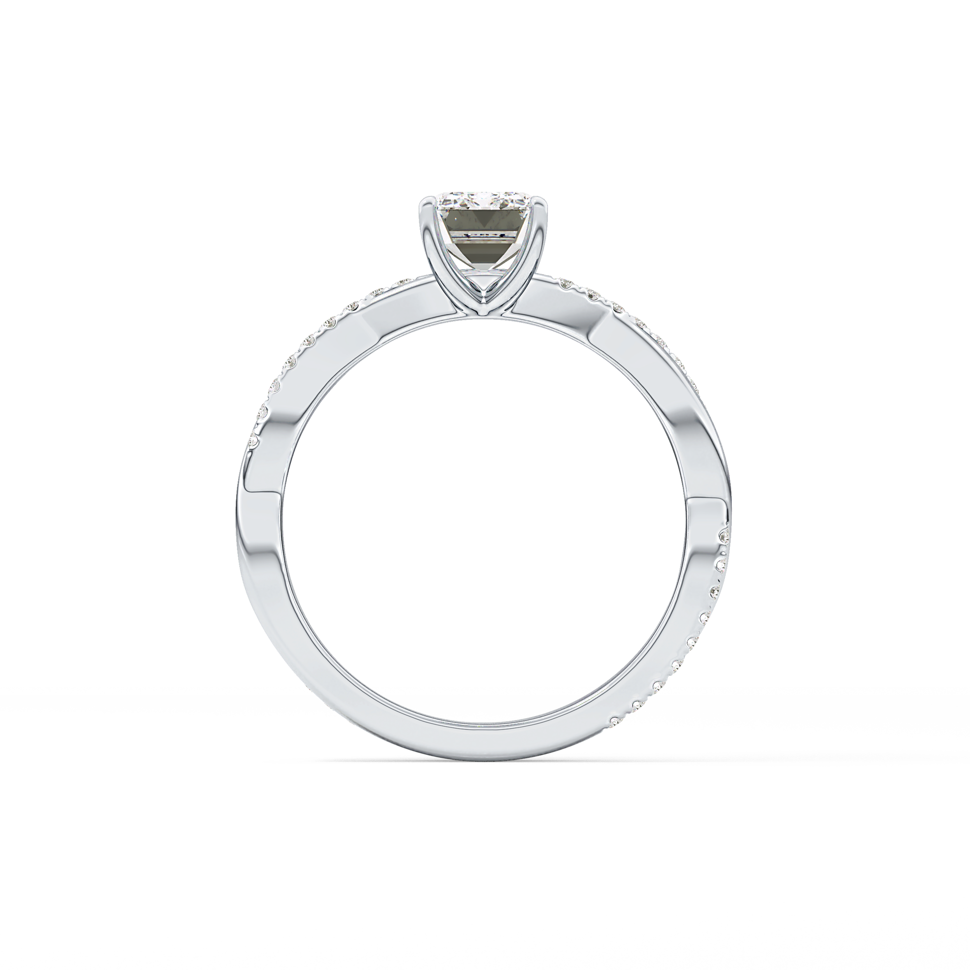 Emerald Solitaire Lab Grown Diamond Engagement Ring