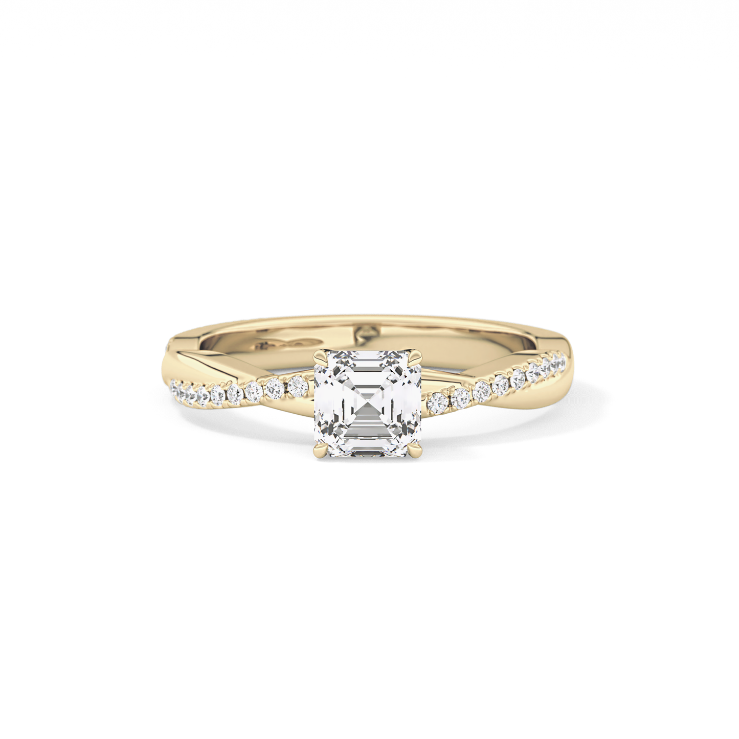 Asscher Pave Lab Grown Diamond Engagement Ring