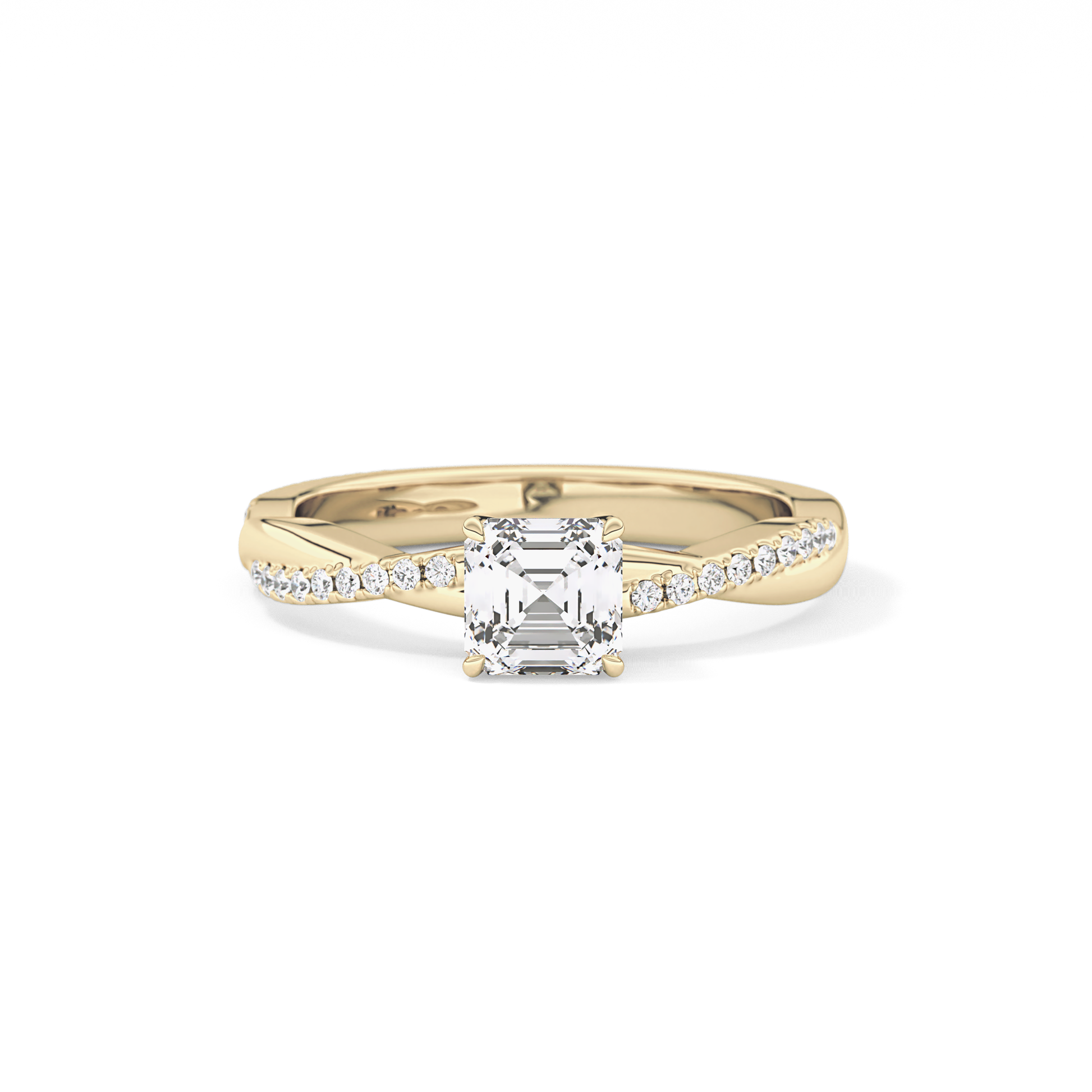 Asscher Pave Lab Grown Diamond Engagement Ring