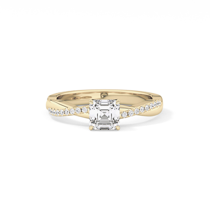 Asscher Pave Lab Grown Diamond Engagement Ring