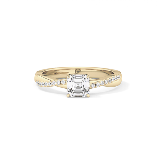 Asscher Pave Lab Grown Diamond Engagement Ring