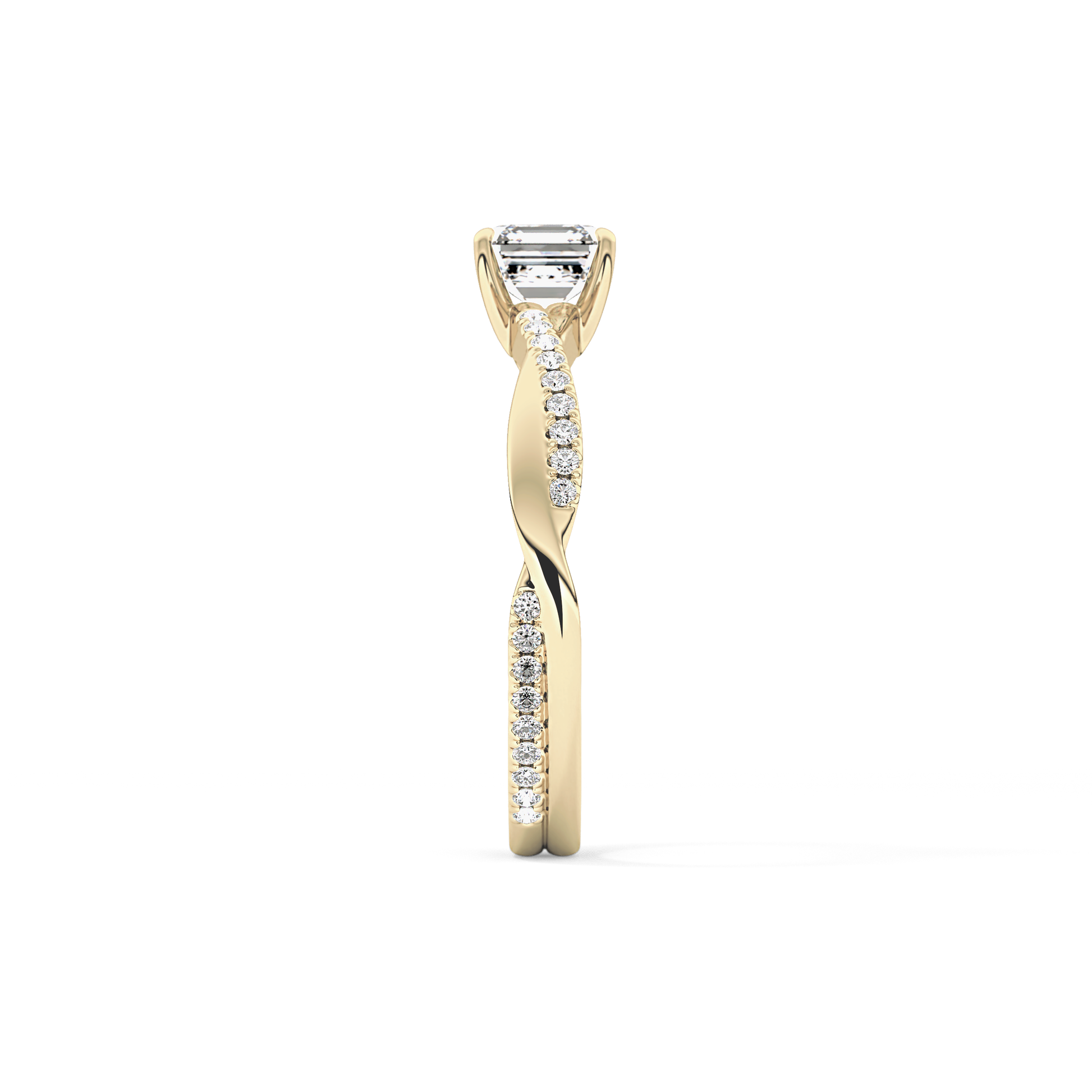Asscher Pave Lab Grown Diamond Engagement Ring