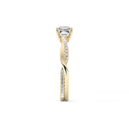 Asscher Pave Lab Grown Diamond Engagement Ring