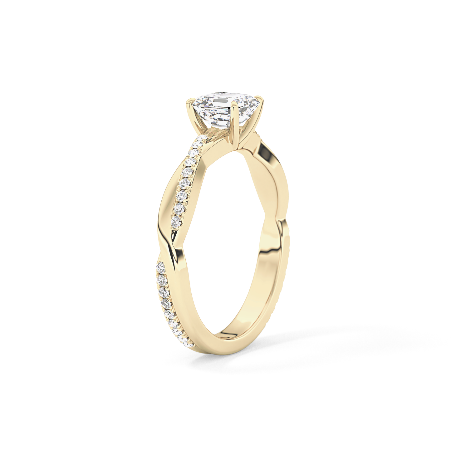 Asscher Pave Lab Grown Diamond Engagement Ring