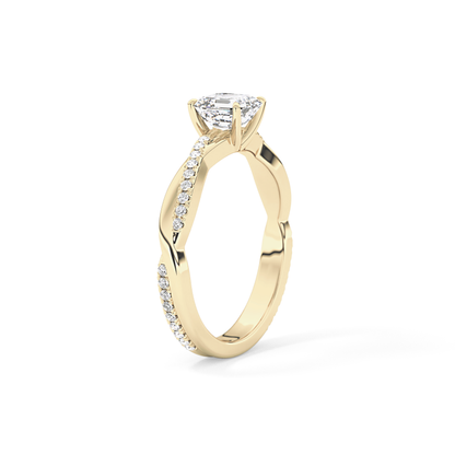 Asscher Pave Lab Grown Diamond Engagement Ring