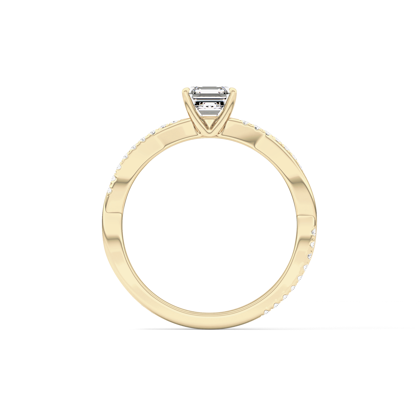 Asscher Pave Lab Grown Diamond Engagement Ring
