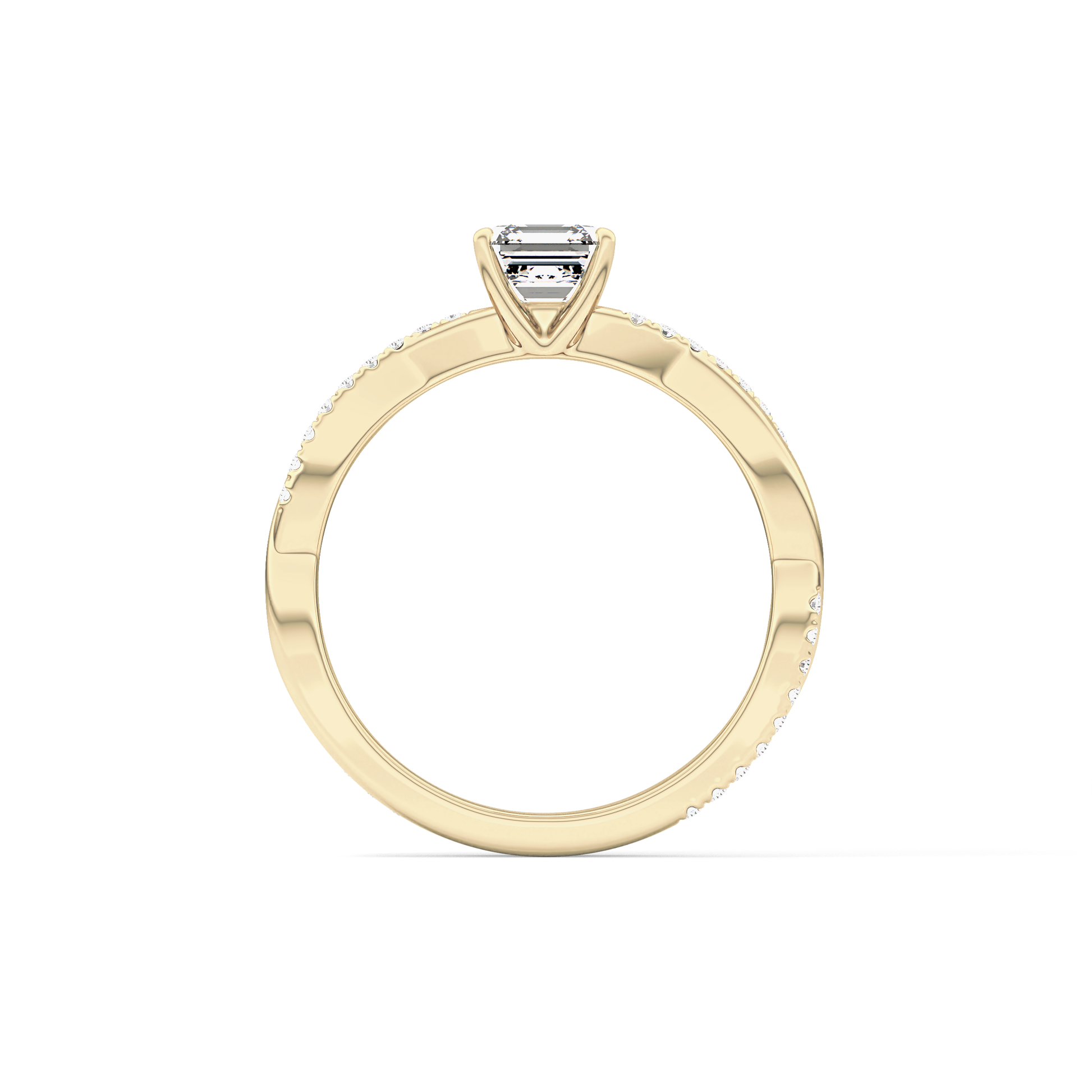Asscher Pave Lab Grown Diamond Engagement Ring