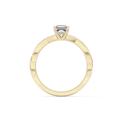 Asscher Pave Lab Grown Diamond Engagement Ring
