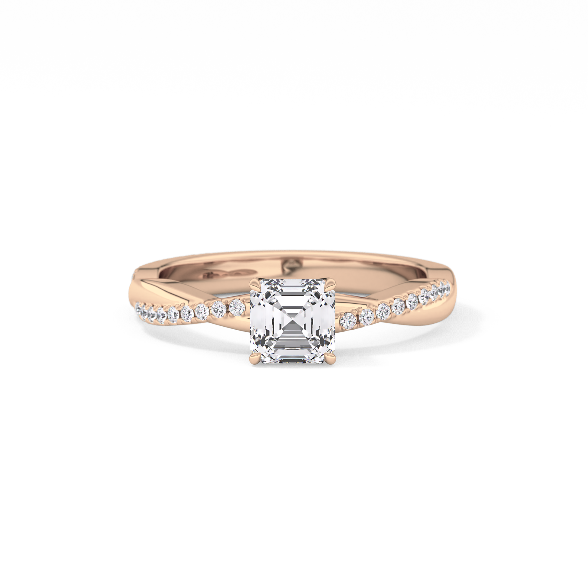 Asscher Pave Lab Grown Diamond Engagement Ring