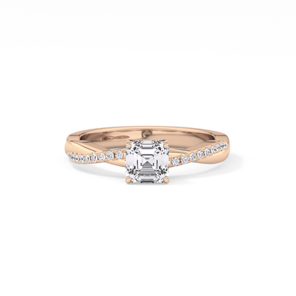 Asscher Pave Lab Grown Diamond Engagement Ring