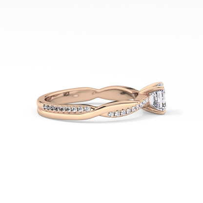 Asscher Pave Lab Grown Diamond Engagement Ring