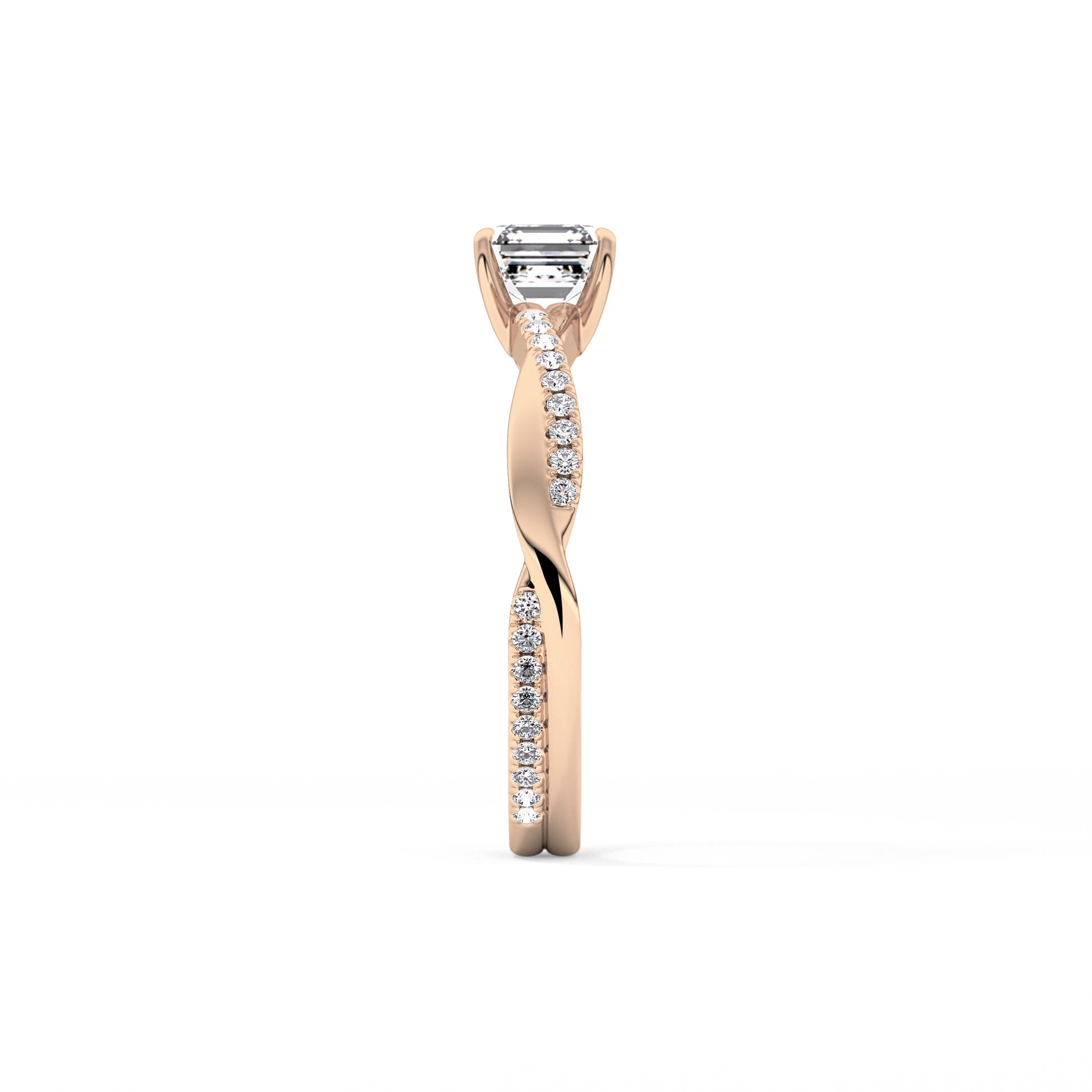 Asscher Pave Lab Grown Diamond Engagement Ring