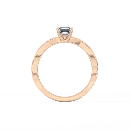 Asscher Pave Lab Grown Diamond Engagement Ring