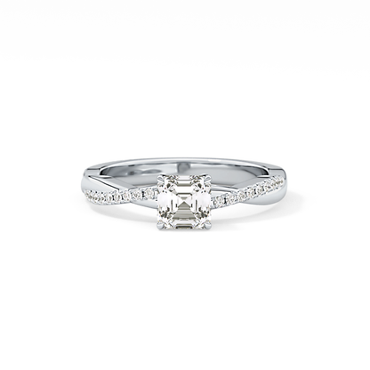 Asscher Pave Lab Grown Diamond Engagement Ring
