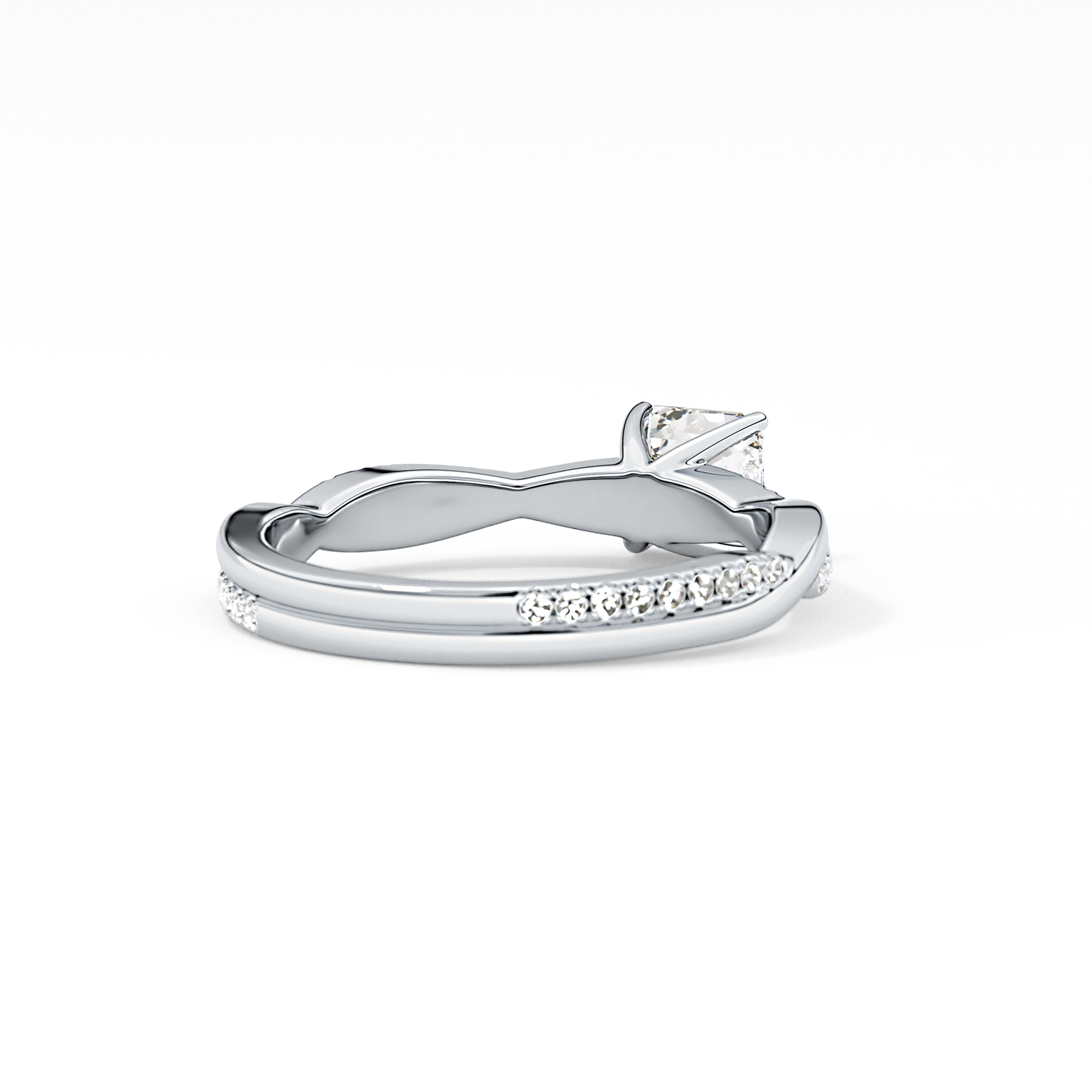 Asscher Pave Lab Grown Diamond Engagement Ring