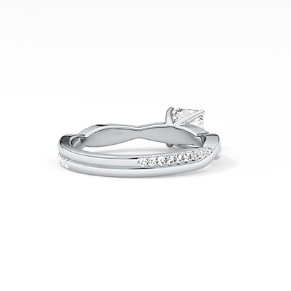 Asscher Pave Lab Grown Diamond Engagement Ring
