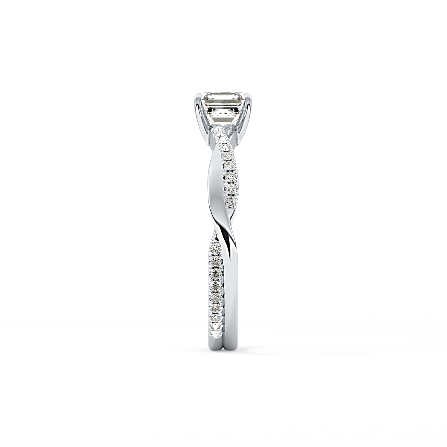 Asscher Pave Lab Grown Diamond Engagement Ring