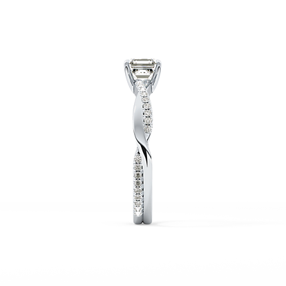 Asscher Pave Lab Grown Diamond Engagement Ring