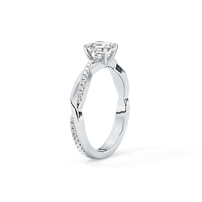 Asscher Pave Lab Grown Diamond Engagement Ring