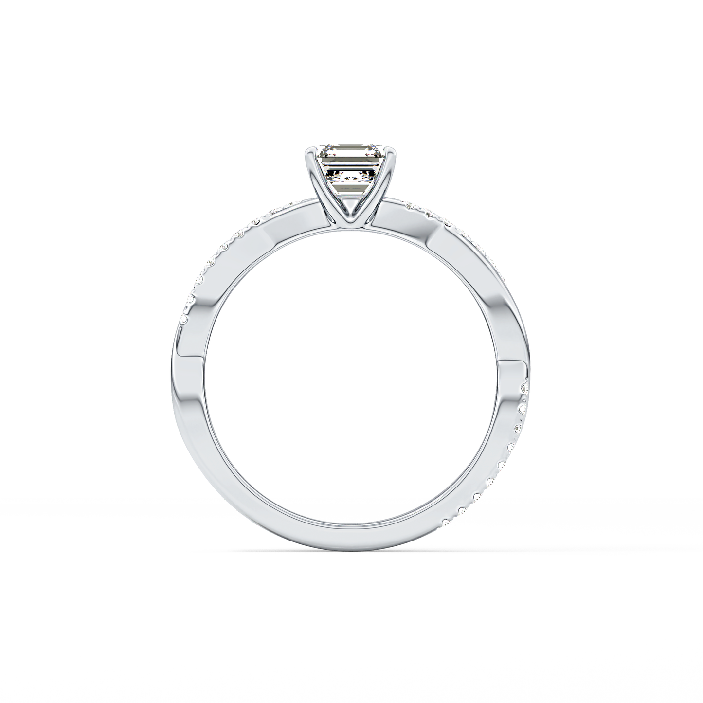 Asscher Pave Lab Grown Diamond Engagement Ring