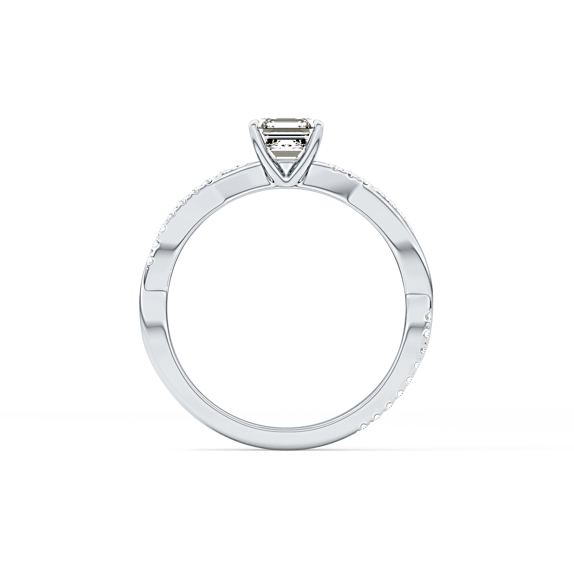 Asscher Pave Lab Grown Diamond Engagement Ring