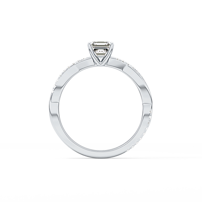 Asscher Pave Lab Grown Diamond Engagement Ring