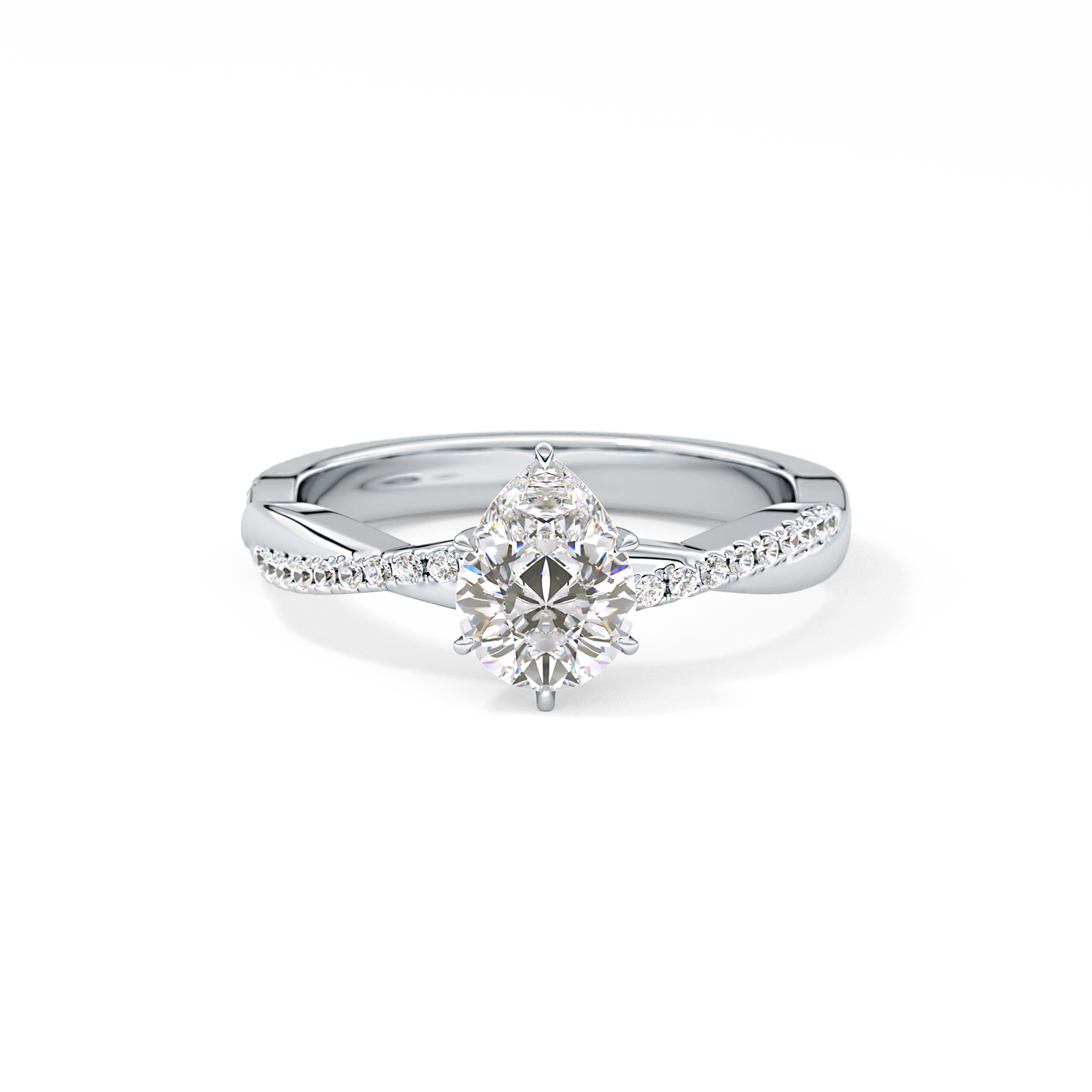 Pear Pave Lab Grown Diamond Engagement Ring