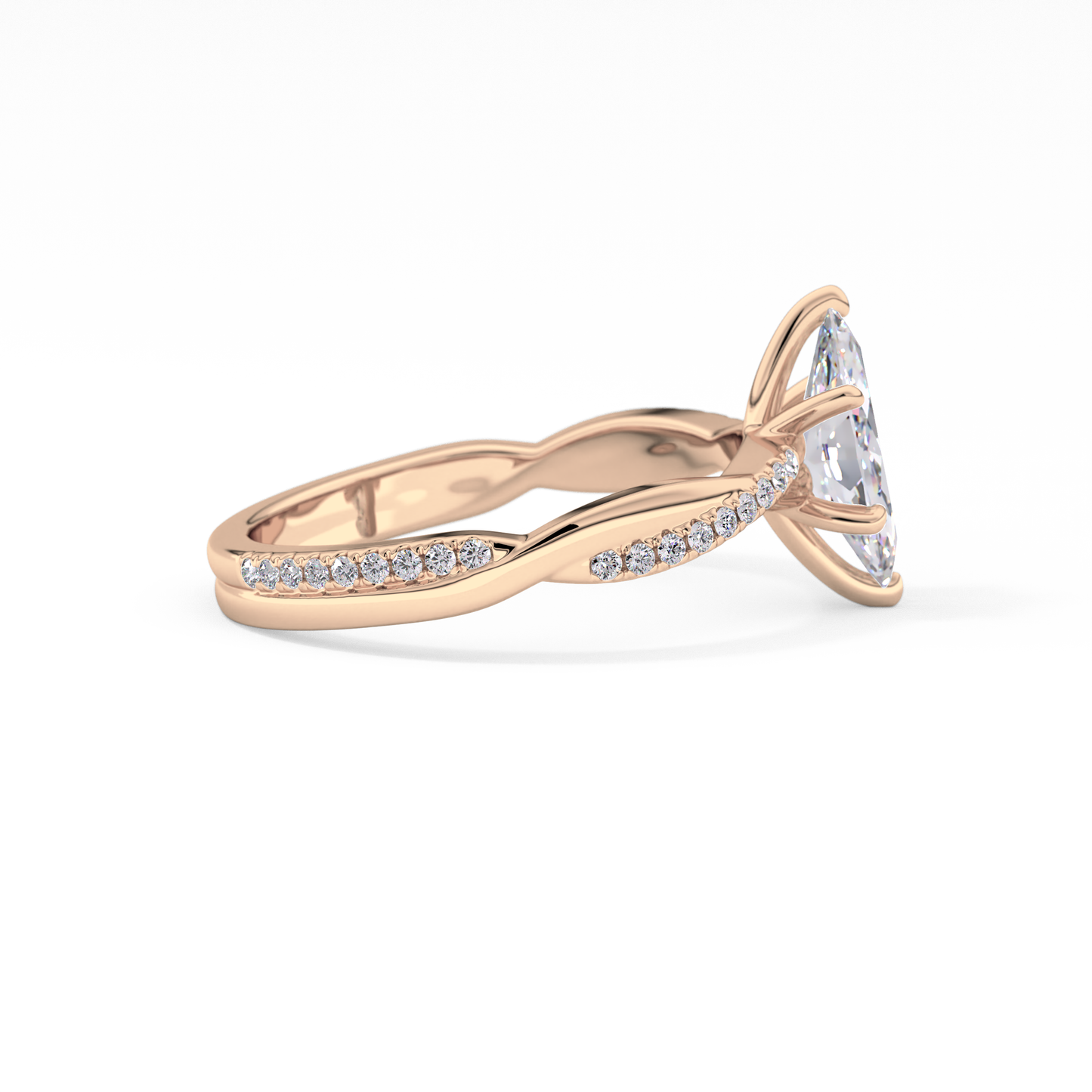 Marquise Pave Lab Grown Diamond Engagement Ring