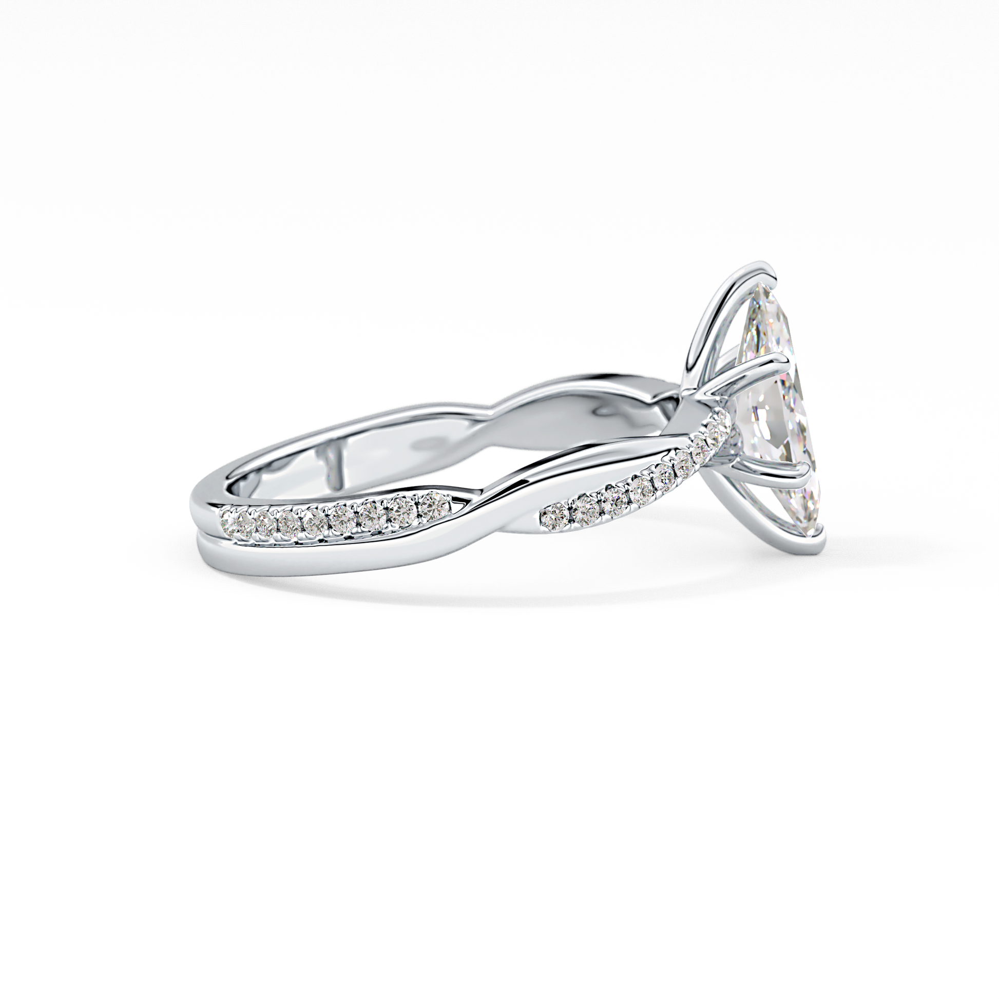 Marquise Pave Lab Grown Diamond Engagement Ring