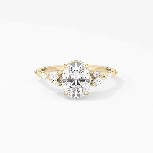 Emerald Solitaire Lab Grown Diamond Engagement Ring