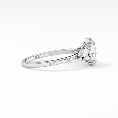 Emerald Solitaire Lab Grown Diamond Engagement Ring