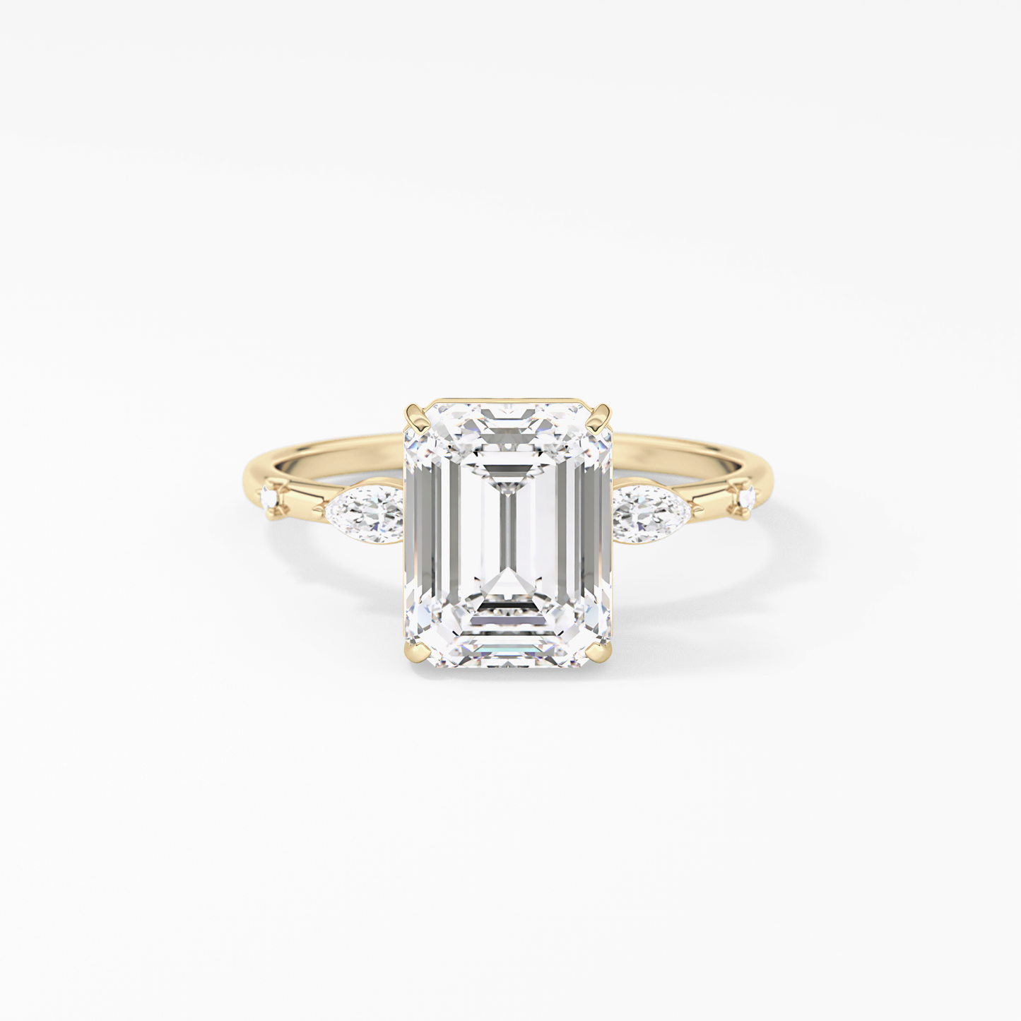 Emerald Solitaire Lab Grown Diamond Engagement Ring