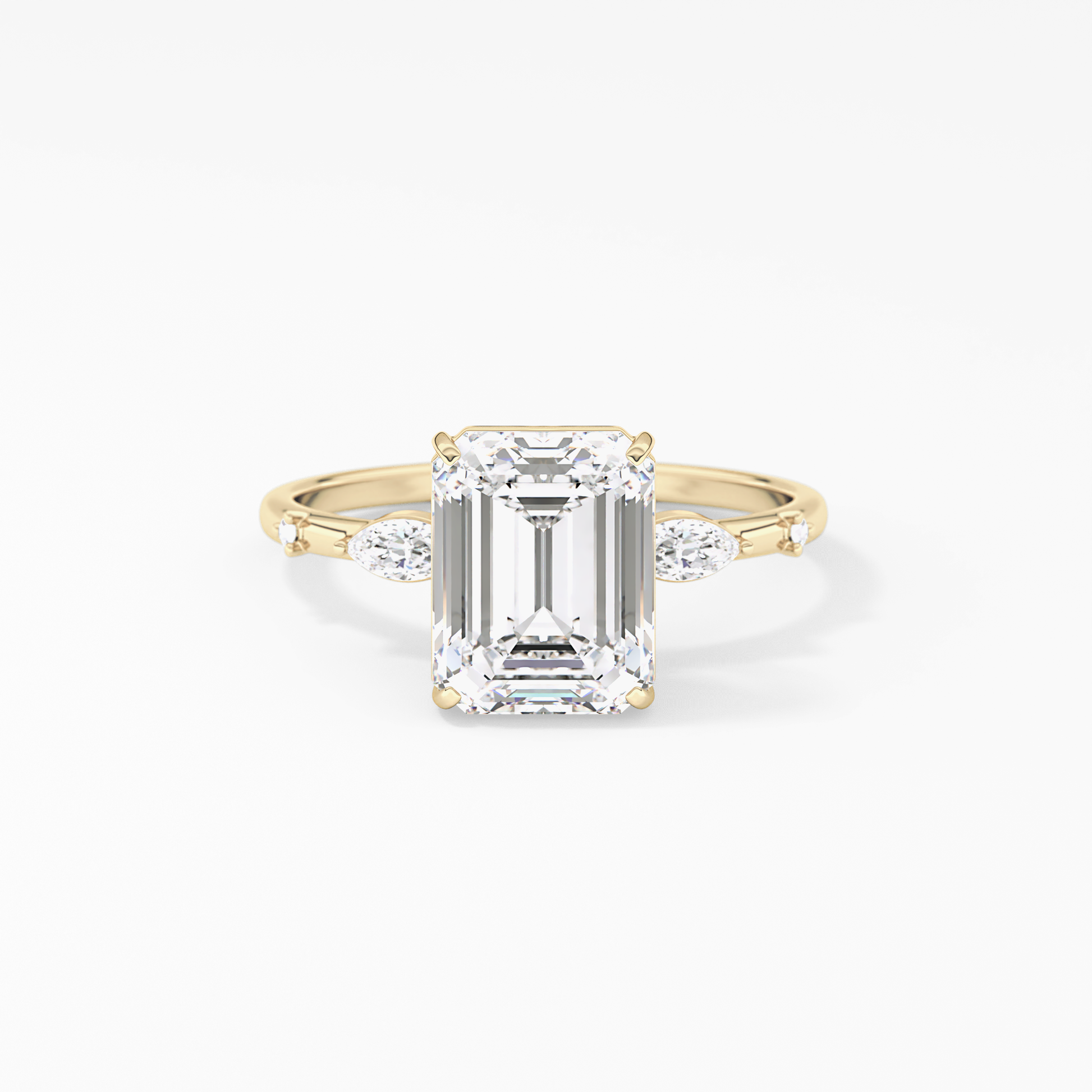Emerald Solitaire Lab Grown Diamond Engagement Ring