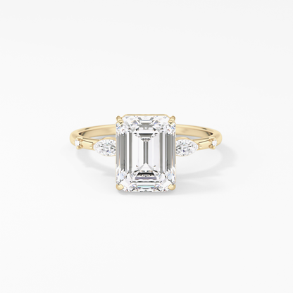 Emerald Solitaire Lab Grown Diamond Engagement Ring
