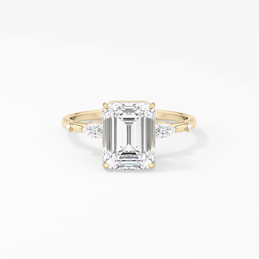 Emerald Solitaire Lab Grown Diamond Engagement Ring