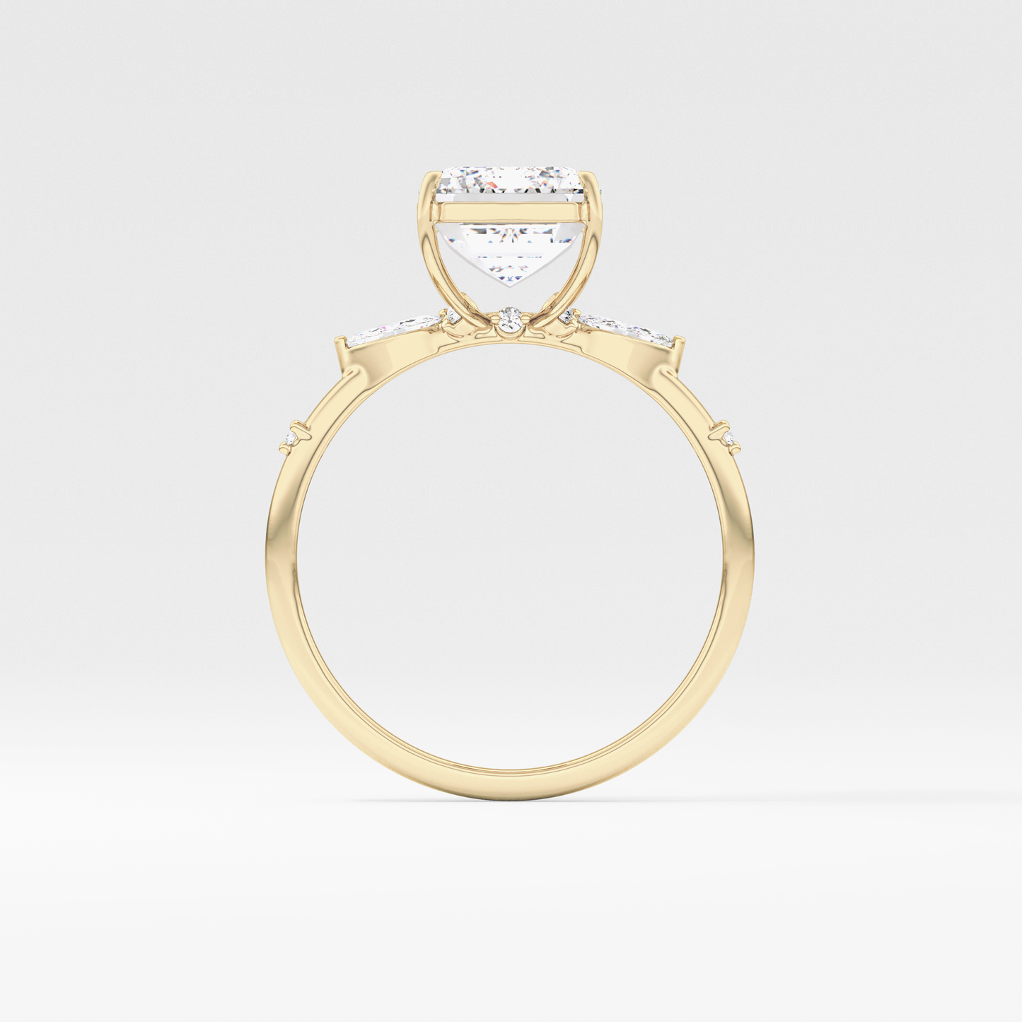 Emerald Solitaire Lab Grown Diamond Engagement Ring